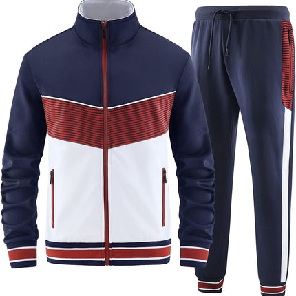 Men'S Casual 2 Piece Tracksuit Sets Long Sleeve Full Zip Jacket and Sweatpants Jogging Sport Outfits Sweatsuits