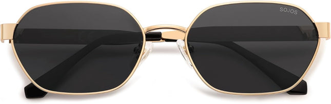 Trendy Polarized Hexagon Sunglasses for Women Men, UV400 Retro Rectangle Shades SJ1238