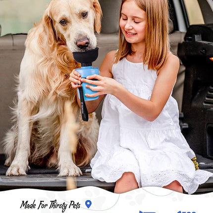 Dog Water Bottle, Portable Water Dispenser with Bowl, Leak Proof Pet Travel Squeeze Bottle, Puppy Essentials Dog Stuff Accessories for Outdoor Walking, Hiking, Camping