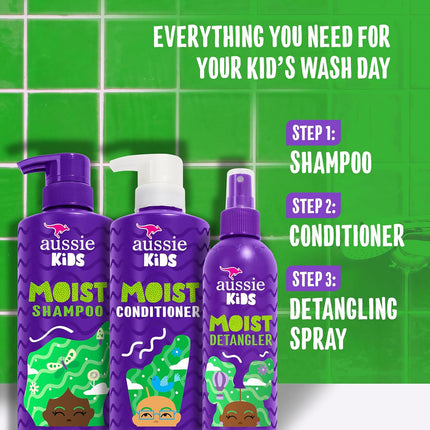 Kids Hair Care Bundle Set Including: Shampoo (16 Fl Oz), Conditioner (16 Fl Oz) & Detangler Spray (8 Fl Oz), Paraben- Freem Sulfate-Free, Dye-Free, Cruelty-Free, Tangle-Free Styling