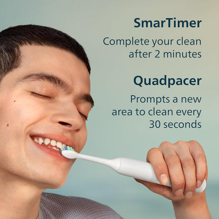 4100 Series Electric Toothbrush - Sonic Toothbrush with Advanced Sonic Technology, Pressure Sensor, Two Intensity Settings, Smartimer & Quadpacer, Deep Pink, Model HX3681/26