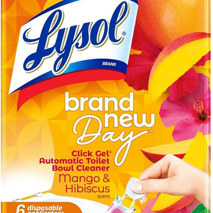 Click Gel Automatic Toilet Bowl Cleaner, Toilet Gel Stamp, Toilet Freshener, Bathroom Essentials, Refreshing Mango & Hibiscus Scent, 6 Count (Pack of 1)