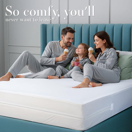 Mattress Protector Zippered Full XL Size, 100% Waterproof Bed Bug and Dust Mite Proof Mattress Encasement, Absorbent 6 Sided Mattress Cover
