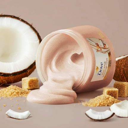 Dove Brown Sugar and Coconut Butter Body Scrub Exfoliates and Deeply Nourishes for Smooth, Radiant Skin 15 Oz