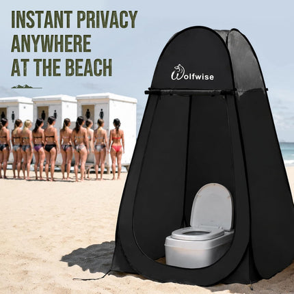 Pop up Shower Tent for Camping Essentials, Portable Instant Changing Tent with Ventilation Window & Carry Bag, Privacy Dressing Room Bathroom Toilet for Beach & Outdoor, Standard, Black
