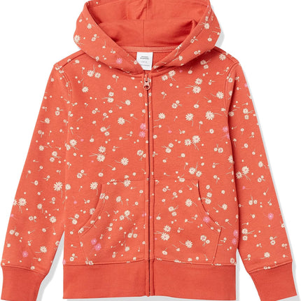 Girls and Toddlers' Fleece Zip-Up Hooded Sweatshirt with Lined Hood and Rib Knit Detail