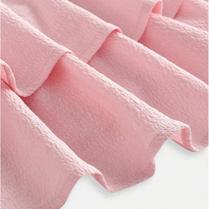 Girl'S Flowy Cami Dress Ruched Sleeveless Pink Layered Ruffle Kawaii Short Smocked Summer Dresses