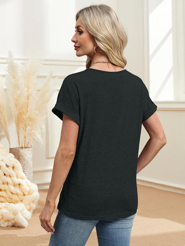 2PCS T Shirts Short Sleeve V Neck Tees Womens Tops Fashion Beach Vacation Clothes 2026 Casual Summer Spring Outfits