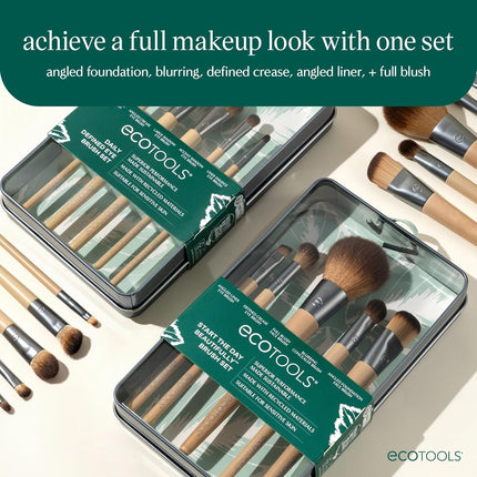 6-Piece Start the Day Beautifully Makeup Brush Set, Makeup Brushes for Eyeshadow, Blush, Concealer, & Foundation Application, Eco-Friendly, Gift Set, Synthetic Hair, Vegan & Cruelty-Free