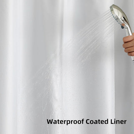 No Hook Shower Curtain with Snap in Fabric Liner, Waffle Weave Heavy Duty Thick Shower Curtains with Mesh Top Window, Hotel Style Waterproof Bathroom Curtain Set, 72 X 75 Inch, Grey