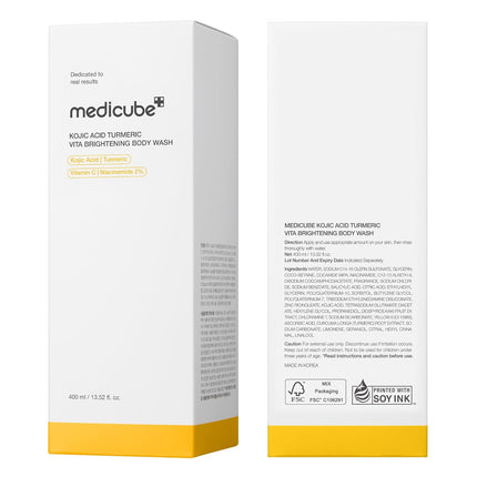 Kojic Acid Turmeric Brightening Body Wash | Gentle Shower Gel for Uneven Skin | Niacinamide, Vitamin C, AHA/BHA | Deep Cleansing, Hydrating Formula | Easy and Effective, 13.52 Fl.Oz