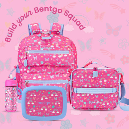 Bentgo Kids Lunch Bag - Double-Insulated, Reusable Lunch Bag for Kids 3+ with Adjustable Strap; Holds Lunch Box/Water Bottle/Snacks; Easy-Clean, Water-Resistant & Pockets (Rainbows & Butterflies)