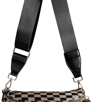 Spacious Checkered Nylon Crossbody Bag Bum Bag Handbags Wallets for Women