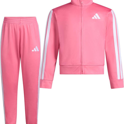 Adidas Little Girl'S Zip Front Classic Tricot Jacket and Joggers Set