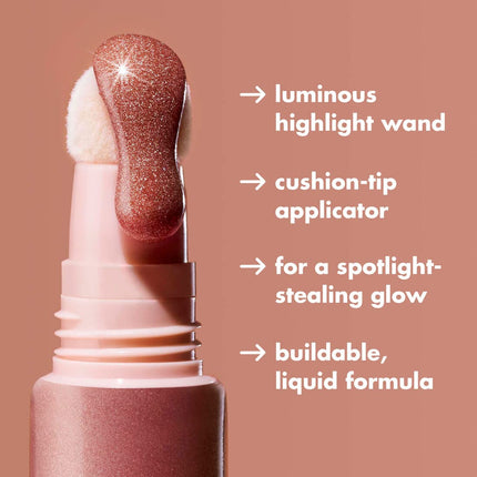 Halo Glow Highlight Beauty Wand, Liquid Highlighter Wand for Luminous, Glowing Skin, Buildable Formula, Vegan & Cruelty-Free,Champagne Campaign