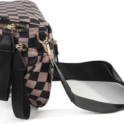 Spacious Checkered Nylon Crossbody Bag Bum Bag Handbags Wallets for Women