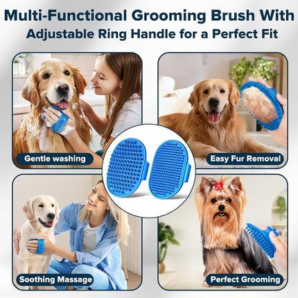 6PCS Pet Grooming Kit for Dogs, Cats and Horses | Dog Washing Gloves | Cleanroom Gloves | Dog Bath Brush | Dog Bath Gloves | Dog Shampoo Brush | Dog Bath Supplies (Navy Blue)