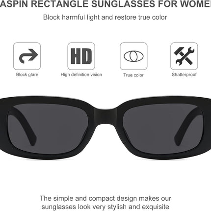 Rectangle Sunglasses for Women Men Trendy Y2K Retro 90S Sun Glasses UV Protection Cool Square Frame