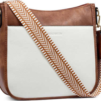 Crossbody Bags for Women Trendy Vegan Leather Hobo Purses Shoulder Handbags Wide Shoulder Strap