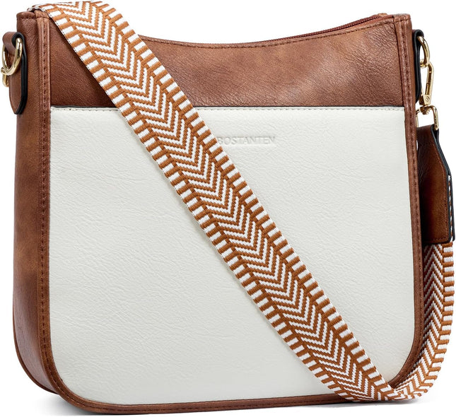 Crossbody Bags for Women Trendy Vegan Leather Hobo Purses Shoulder Handbags Wide Shoulder Strap
