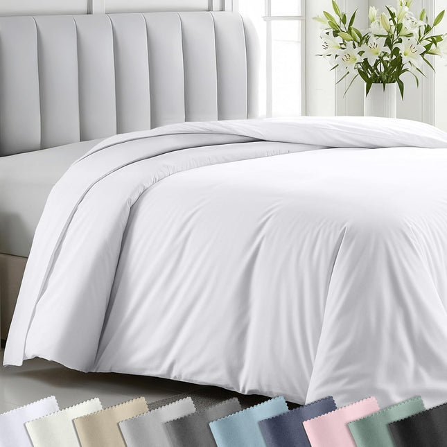 Twin Xl/Twin Duvet Cover Only - Winner Good Housekeeping Best Bedding Awards 2025, Premium 400 Thread Count Sateen, 100% Cotton Duvet Cover, Button Closure & Corner Ties - White
