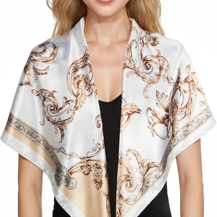 Head Scarf for Women like Silk Scarf Hair Scarf Printed Square Scarf Bandanas for Women 35 Inches