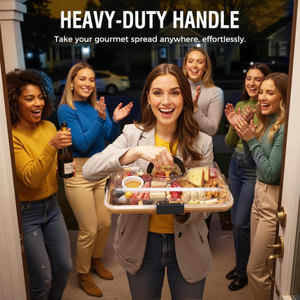 Portable Charcuterie Boards with Lid, Cheese, Veggie & Snack Tray