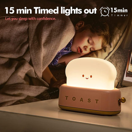 Cute Desk Decor Toaster Lamp, Kawaii LED Toast Bread Night Light Rechargeable and Portable Light with Timer, Christmas Gifts Ideas for Baby Kids Girls Teens Teenages