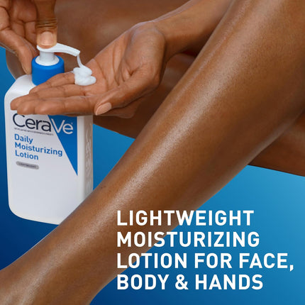Daily Moisturizing Lotion for Dry Skin, Body Lotion & Face Moisturizer with Hyaluronic Acid and Ceramides, Daily Moisturizer, Fragrance Free, Oil-Free, 19 Ounce
