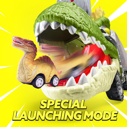 13 in 1 Dinosaur Toys for Kids 3-5, Transport Dinosaur Carrier Truck with 12 Pull Back Cars, Toddler Toys 3-4， Birthday Gifts for 3 4 5+ Year Old Boys