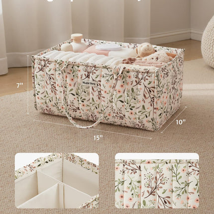 Floral Diaper Caddy Organizer, Stylish Nursery Storage Basket, Diaper Bag,Gift for Baby Shower, Baby Registry Must Have, Newborn Essentials, Pastoral Daisy