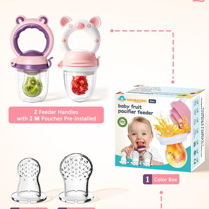 Baby Solids/Frozen Fruit Feeder Pacifier, Infant Teether Toy 4M+, Bpa-Free Silicone Pouch & Nipple, Safely Introduce Solids, Teething Relief, 2-Pack