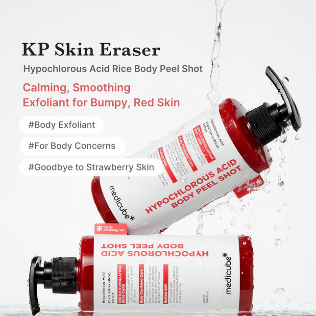Body Peel Shot with Hypochlorous Acid | Gentle Body Exfoliating Serum for Dead Skin Cells, Rough Patches & Uneven Texture | Rice Extract, Panthenol for Hydrating & Smoothing Care | 9.46 Fl.Oz