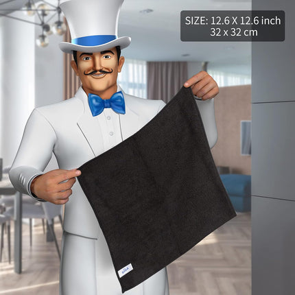 Microfiber Cleaning Cloth, All-Purpose Microfiber Towels, Streak Free Cleaning Rags, Pack of 12, Black, Size 32 X 32 Cm(12.6 X 12.6 Inch)