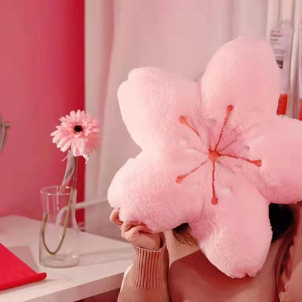 Cherry Blossom Plush Throw Pillow Living Room Sofa Pillow Flower Chair Cushion Throw Pillow (15.74 * 15.74, Pink)