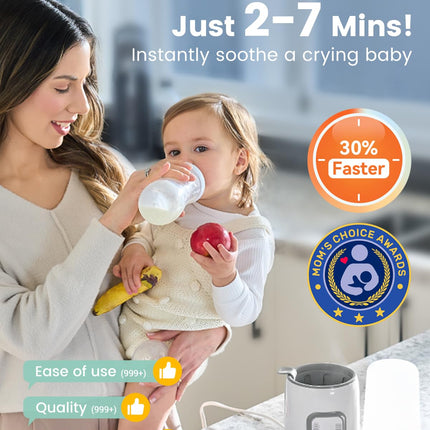 Bottle Warmer,  8-In-1 Fast Baby Bottle Warmer with Timer, Safe for Breastmilk Nutrients, Accurate Temperature Control, with Defrost, Sterili-Zing, Keep Warm, Heats Baby Food & Bottles