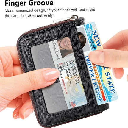 Zipper Wallet Women, RFID Blocking Credit Card Wallet, Business Card Holder, Compact Size Keychain Wallet