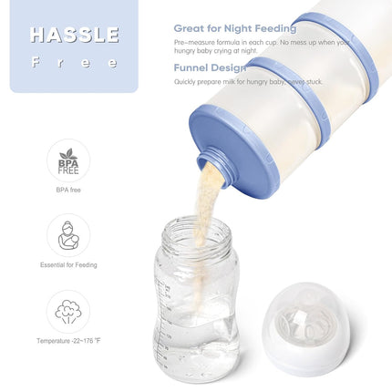 Stackable Formula Dispenser Portable Milk Powder Container, 2 Pack, Blue