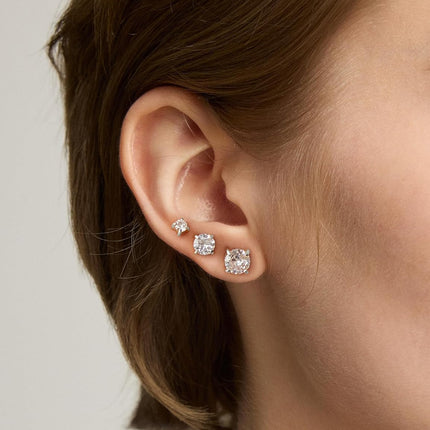 6 Pairs Stud Earrings Set, Hypoallergenic Cubic Zirconia 316L Earrings Stainless Steel CZ Earrings 3-8Mm (Steel Color)