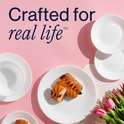 Vitrelle 8-Piece Dinner Plates Set Triple Layer Glass and Chip Resistant, Lightweight round Plates, Winter Frost White