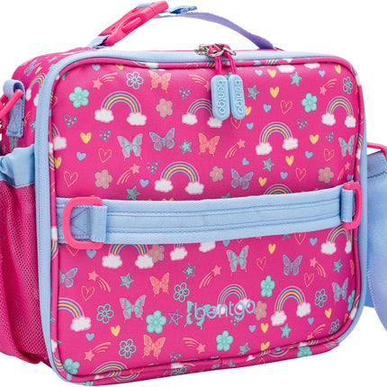 Bentgo Kids Lunch Bag - Double-Insulated, Reusable Lunch Bag for Kids 3+ with Adjustable Strap; Holds Lunch Box/Water Bottle/Snacks; Easy-Clean, Water-Resistant & Pockets (Rainbows & Butterflies)