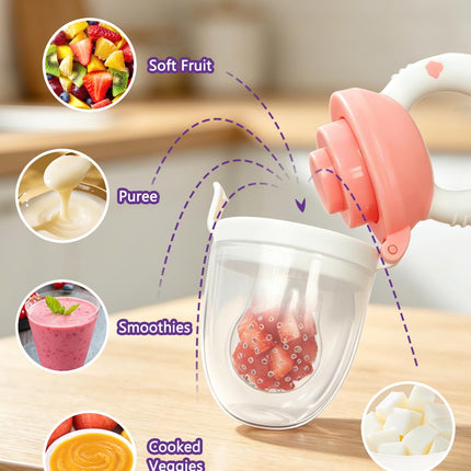 Baby Solids/Frozen Fruit Feeder Pacifier, Infant Teether Toy 4M+, Bpa-Free Silicone Pouch & Nipple, Safely Introduce Solids, Teething Relief, 2-Pack