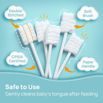 Baby Tongue Cleaner, Baby Oral Cleaner, Disposable Infant Mouth Cleaner Newborn, Upgrade Gum Cleaner with Paper Handle for Infants Ages 0-2 Years, 40 Pack