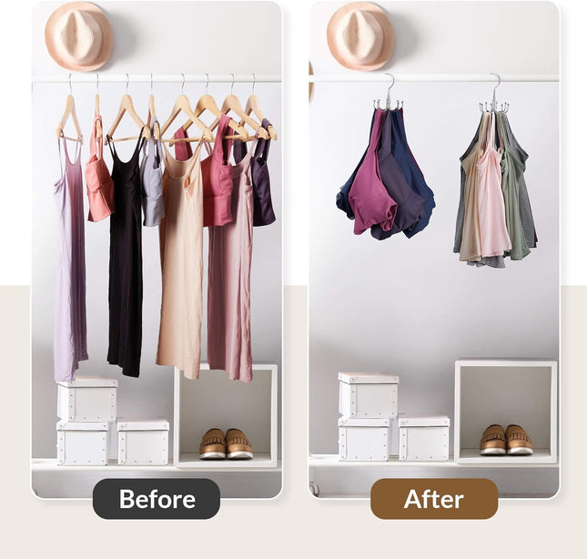 Tank Top Hanger, Rotatable Bra Organzier for Closet, Max 24 Storage Capacity Sport Bras Holder, Metal Space Saving Closet Organizers and Storage, Silver
