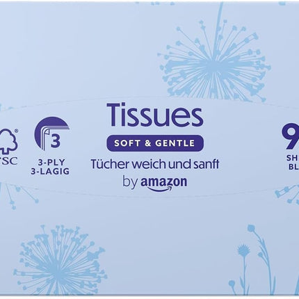 Amazon Brand - Presto! 3-Ply Facial Tissues, 1080 Count (12 Packs of 90)