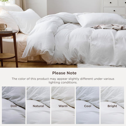 Bedsure White Duvet Cover Queen Size - 3 Pieces Prewashed Cotton-Like Polyester Extra Soft Bedding Set, Includes 1 Duvet Cover 90X90 Inches with Zipper Closure & 2 Pillow Shams, Comforter Not Included