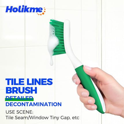 5 Pack Cleaning Brush Scrub Brush Kitchen Brush for Floor,Green | Cleaning Brush Set for Household Use, Scrub Brush, Kitchen Brush, Tile Lines Brush for Bathroom, Floor, Tub, Shower