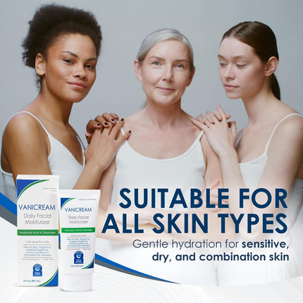 Daily Facial Moisturizer with Ceramides and Hyaluronic Acid - Formulated without Common Irritants for Those with Sensitive Skin, 3 Fl Oz (Pack of 1)