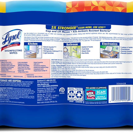 Disinfecting Wipes, All Purpose Cleaner, Multi-Surface Antibacterial Cleaning Wipes, Household Cleaning Supplies, Dorm Essentials, Lemon + Mango & Hibiscus + Crisp Linen Scent, 80 Ct. (4 Pack)