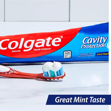 Cavity Protection Toothpaste with Fluoride, Minty Great Regular Flavor, anti Cavity Toothpaste, 6 Pack, 6 Oz Tubes